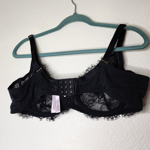 Victoria’s Secret Black Lace Sheer Unlined Demi Bra 42C - Picture 4 of 5